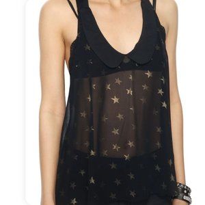 Black Sheer Metallic Stars Top